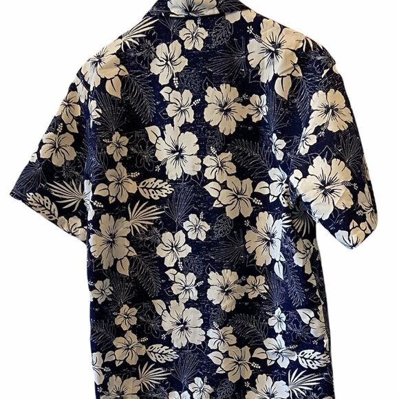 Blue Hawaiian Print Button Up Collared Shirt XL - Picture 4 of 9